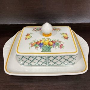 Vintage Villeroy & Boch Basket Pattern Covered Butter Dish